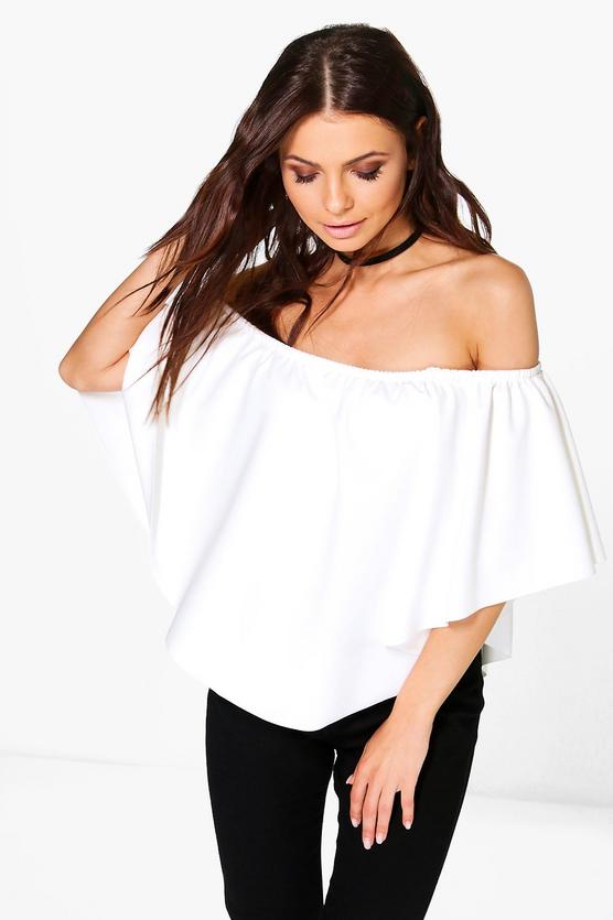 Zoe Double Layer Curved Hem Bardot